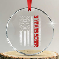 3 Years Sober Crystal Glass Ornament 3 Years Sobriety Anniversary Vintage American Flag