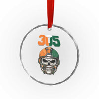 305 Football Warrior Skull Crystal Glass Ornament Orange and Green Miami Vibes