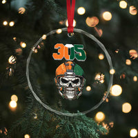 305 Football Warrior Skull Crystal Glass Ornament Orange and Green Miami Vibes