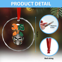 305 Football Warrior Skull Crystal Glass Ornament Orange and Green Miami Vibes