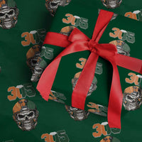 305 Football Warrior Skull Wrapping Paper Roll Orange and Green Miami Vibes