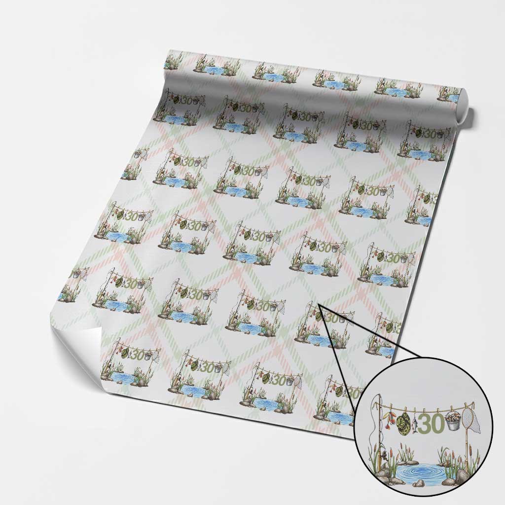 30th Birthday Fishing Wrapping Paper Roll Fisherman Birthday Party Gift