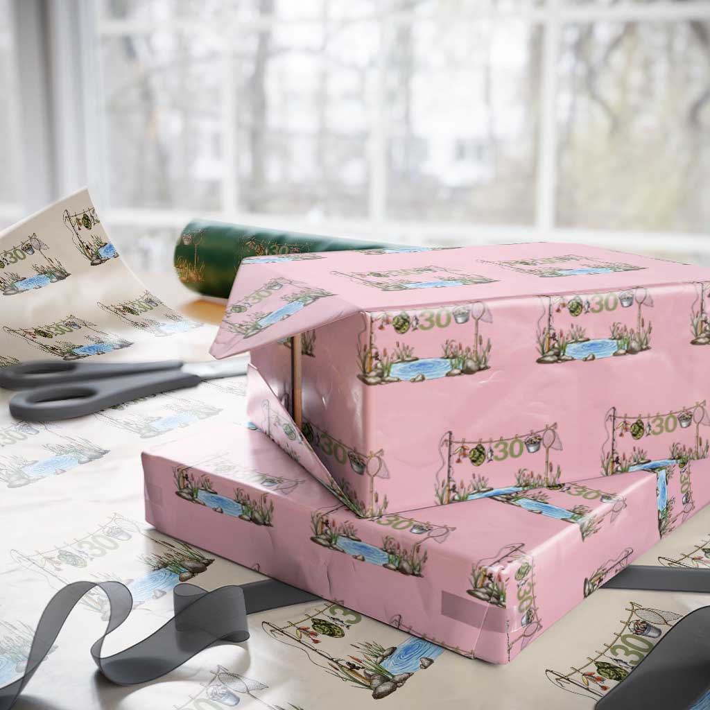 30th Birthday Fishing Wrapping Paper Roll Fisherman Birthday Party Gift