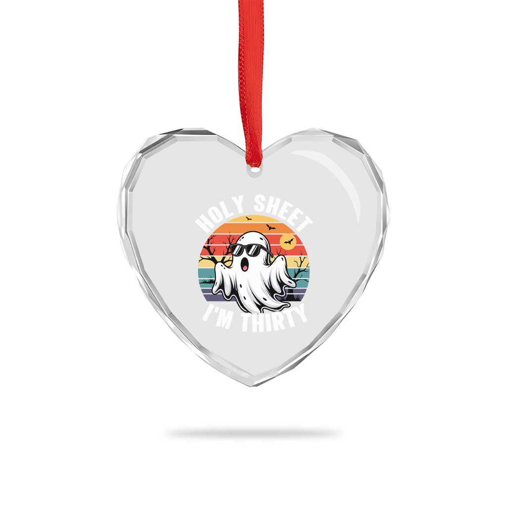 30th Birthday Halloween Ghost Heart Crystal Glass Ornament Holy Sheet I'm Thirty