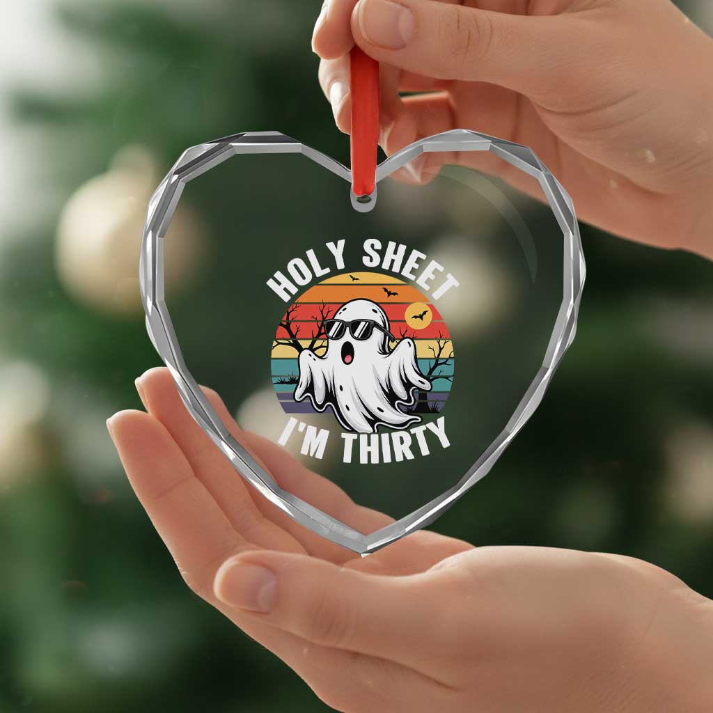 30th Birthday Halloween Ghost Heart Crystal Glass Ornament Holy Sheet I'm Thirty