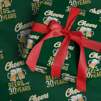 30th Birthday Party Gift Wrapping Paper Roll Cheers Beers To My 30 Years