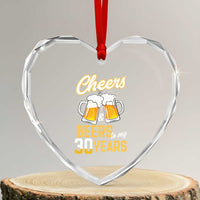 30th Birthday Party Gift Heart Crystal Glass Ornament Cheers Beers To My 30 Years