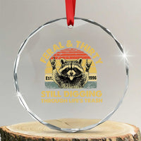 30th Birthday Raccoon Crystal Glass Ornament Feral And Thirty Still Digging Through Life's Trash Est 1996