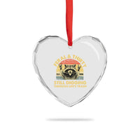 30th Birthday Raccoon Heart Crystal Glass Ornament Feral And Thirty Still Digging Through Life's Trash Est 1996