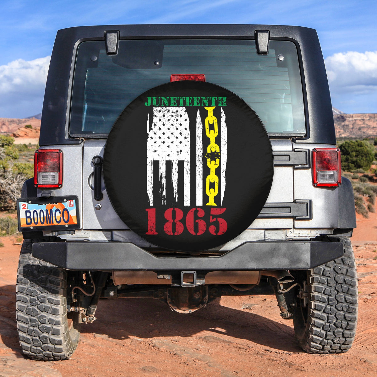 African Tire Covers - Juneteenth Spare Tire Cover 1865 American Flag Chain Style NO.31 LT8 - Wonder Print Shop