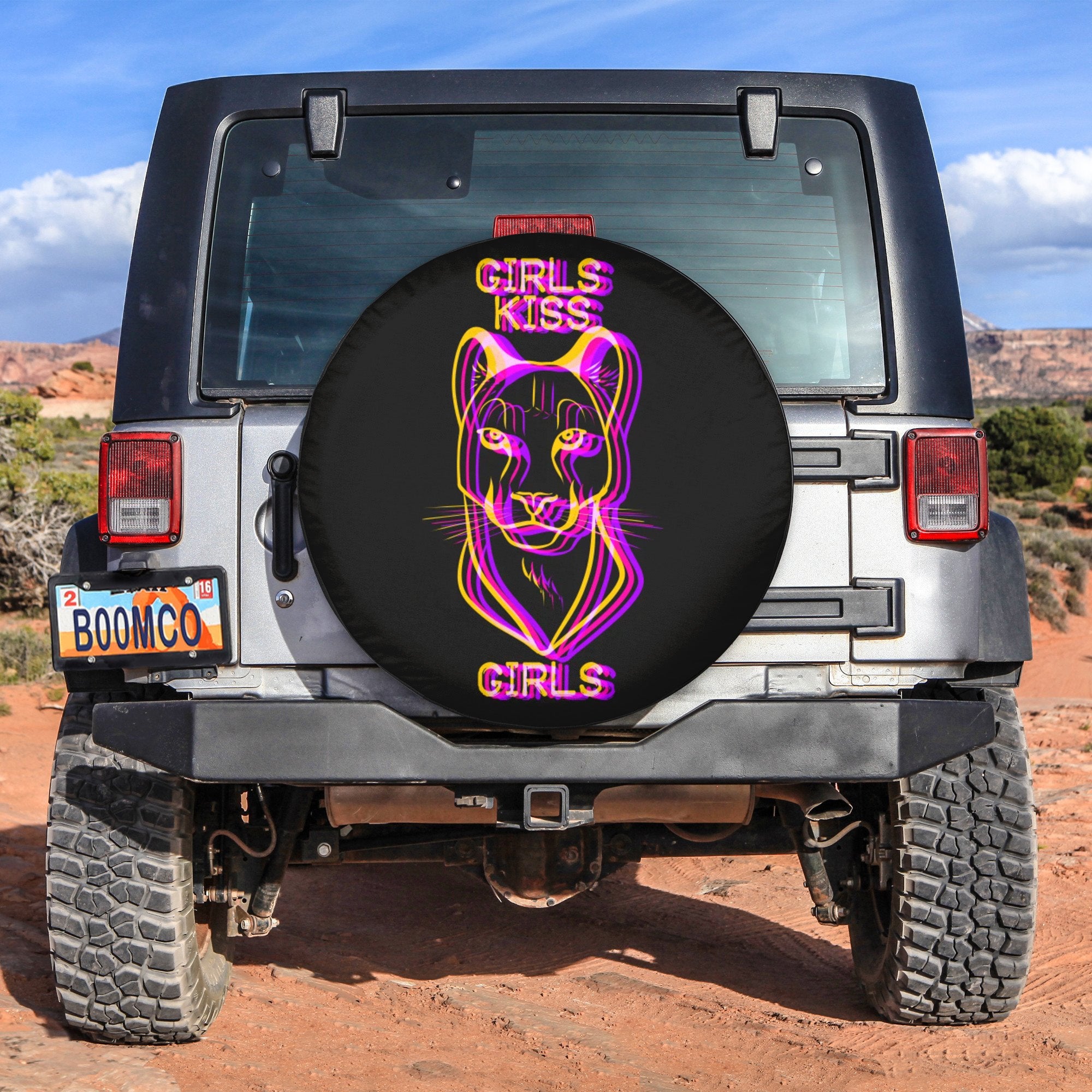 LGBT Tire Covers - Girls Kiss Girls Pink Panther Spare Tire Cover NO.247 LT8 - Wonder Print Shop