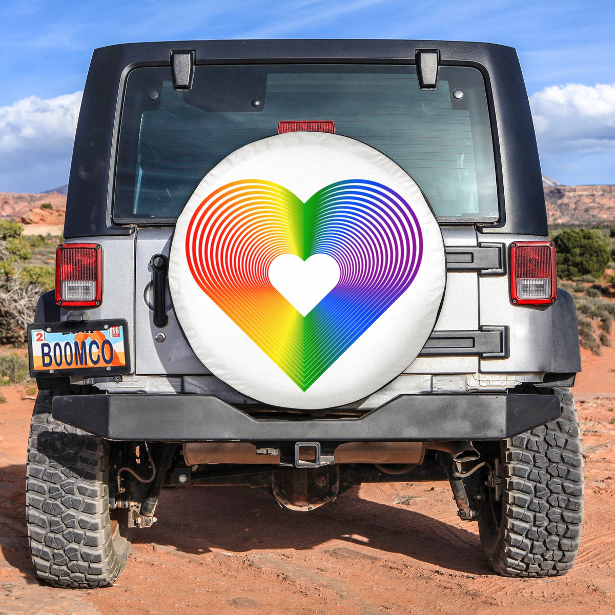 LGBT Tire Covers - Pride Heart Spare Tire Cover NO.250 LT8 - Wonder Print Shop