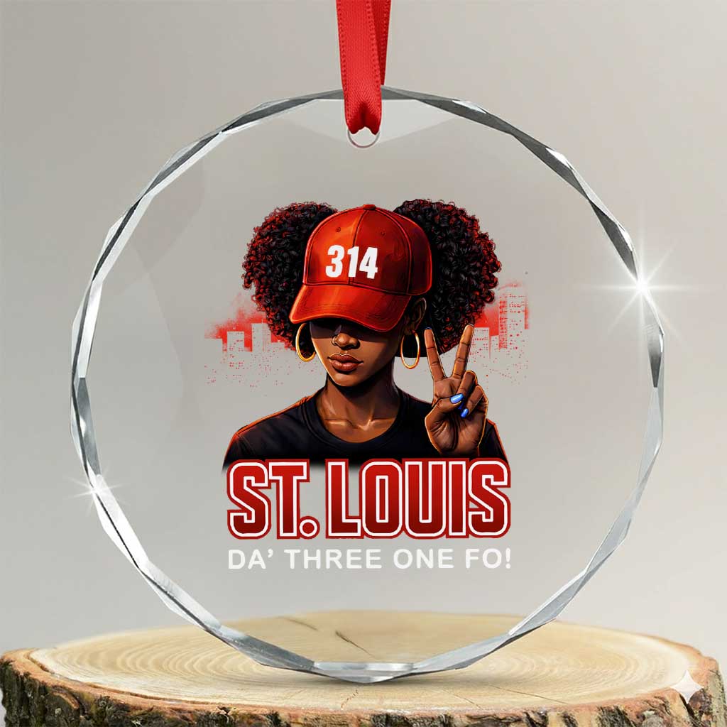 314 St Louis Crystal Glass Ornament Red Hat African American Woman STL City Pride Area Code