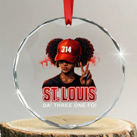 314 St Louis Crystal Glass Ornament Red Hat African American Woman STL City Pride Area Code