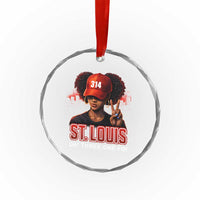 314 St Louis Crystal Glass Ornament Red Hat African American Woman STL City Pride Area Code