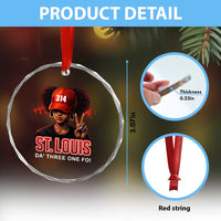 314 St Louis Crystal Glass Ornament Red Hat African American Woman STL City Pride Area Code