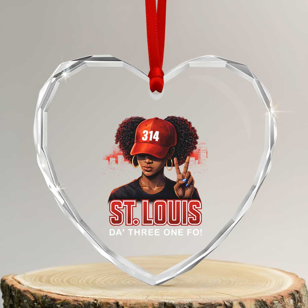 314 St Louis Heart Crystal Glass Ornament Red Hat African American Woman STL City Pride Area Code