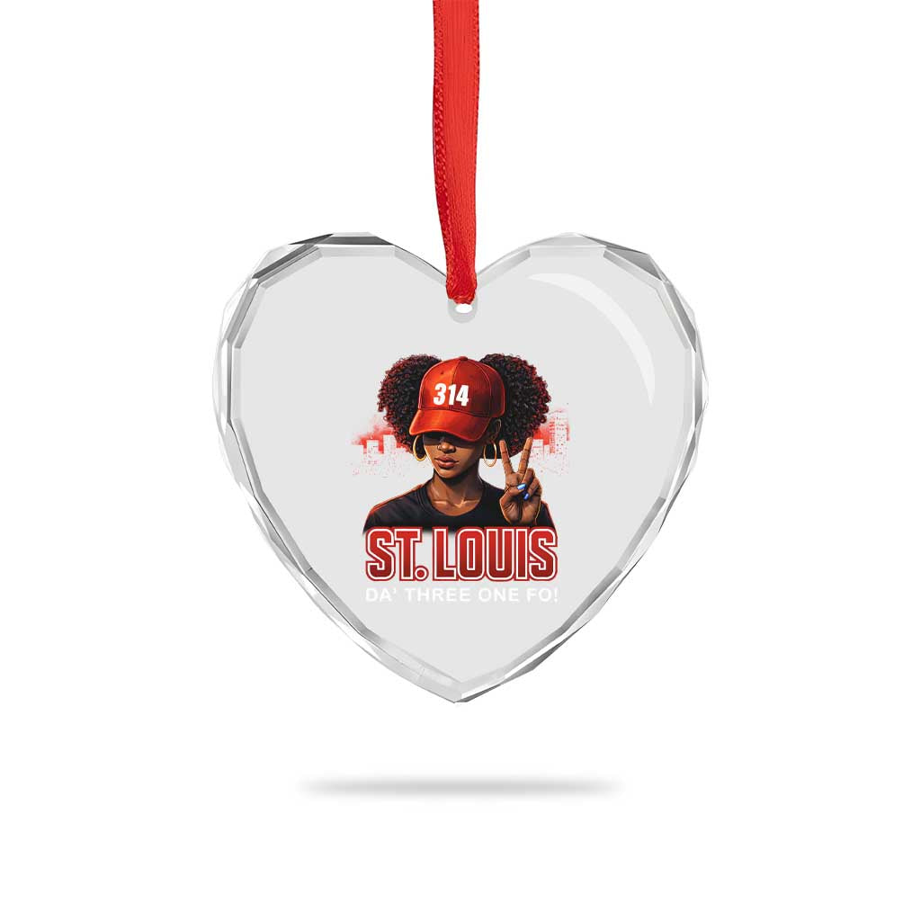 314 St Louis Heart Crystal Glass Ornament Red Hat African American Woman STL City Pride Area Code