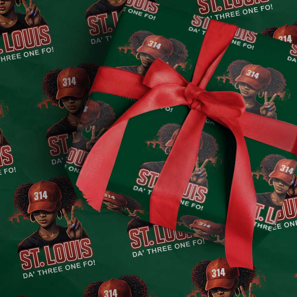 314 St Louis Wrapping Paper Roll Red Hat African American Woman STL City Pride Area Code