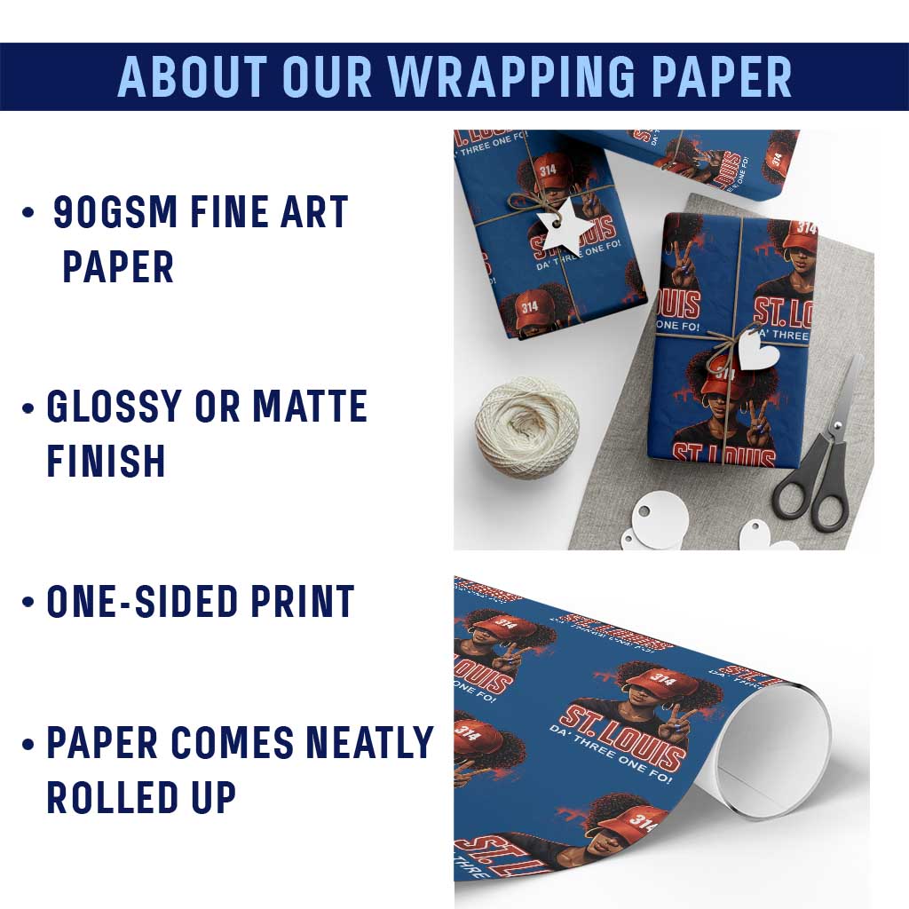 314 St Louis Wrapping Paper Roll Red Hat African American Woman STL City Pride Area Code