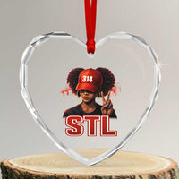314 STL Heart Crystal Glass Ornament Red Hat African American Woman  Area Code St Louis City Pride