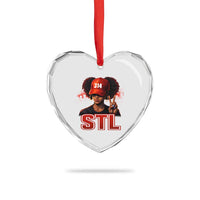 314 STL Heart Crystal Glass Ornament Red Hat African American Woman  Area Code St Louis City Pride