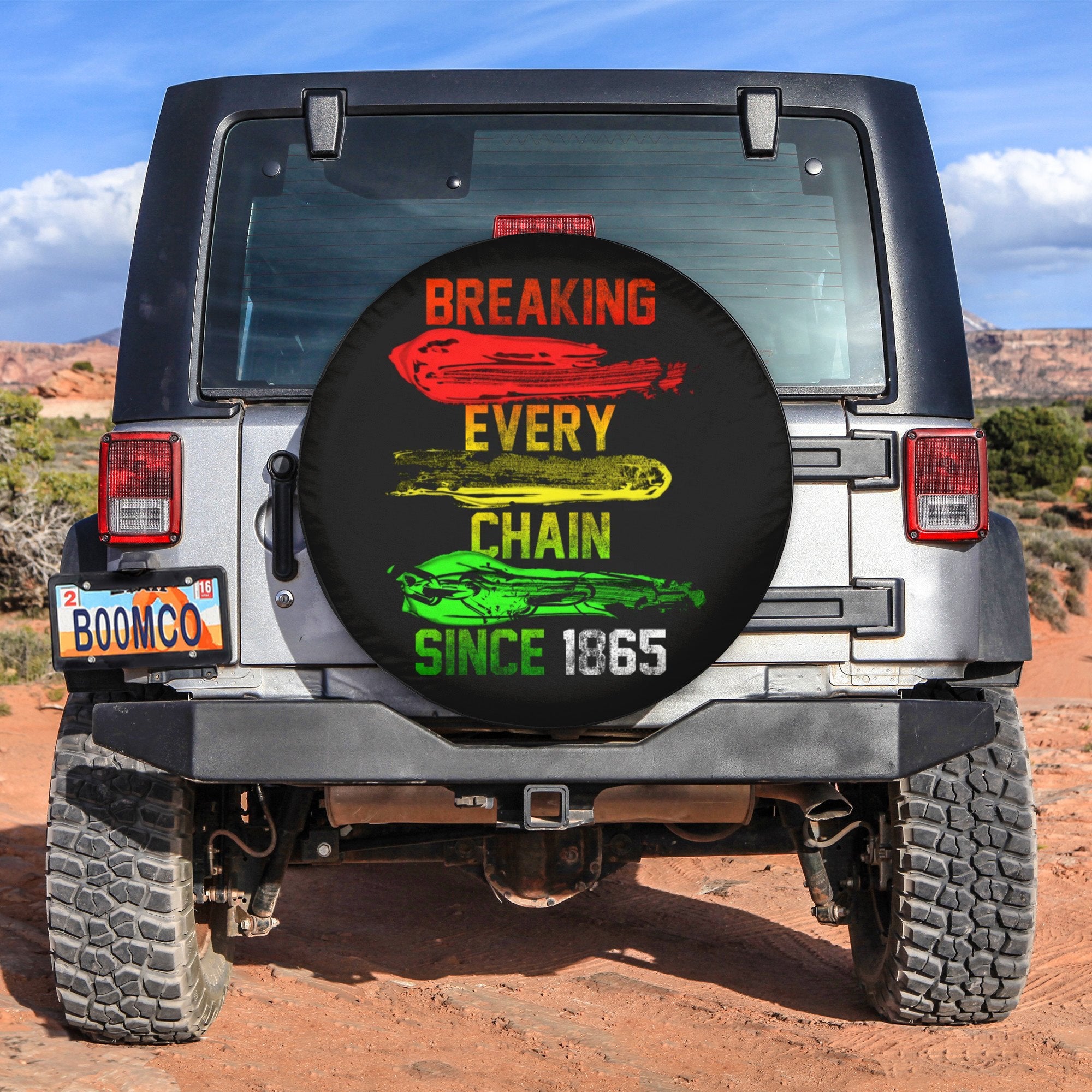 African Tire Covers - Juneteenth Spare Tire Cover Breaking Every Chain Since 1865 NO.33 LT8 - Wonder Print Shop