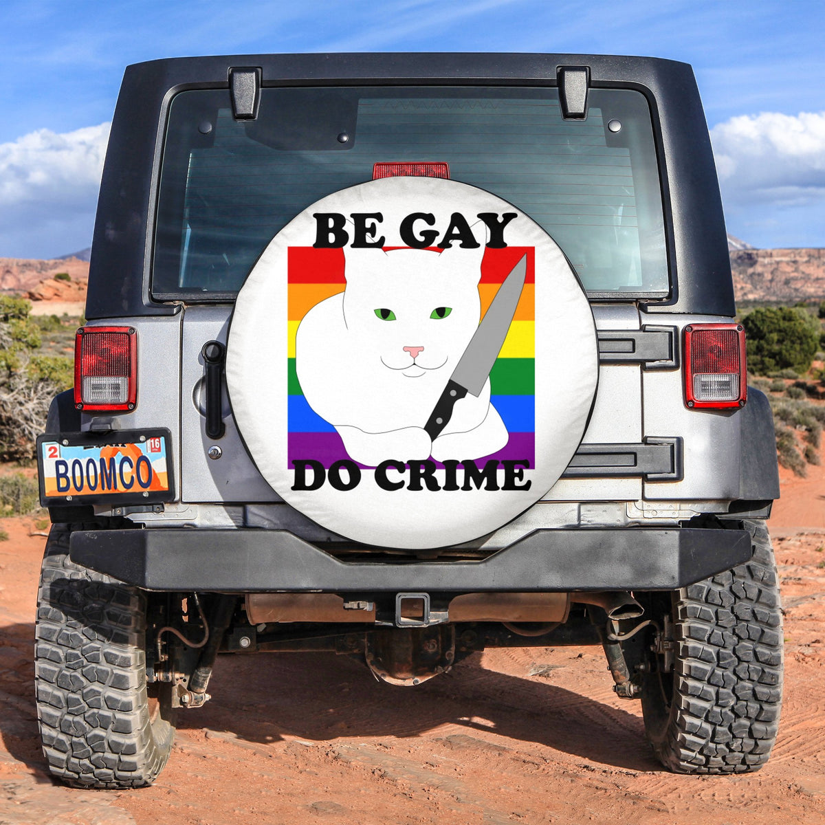 LGBT Tire Covers - Be Gay Do Crime White Cat Spare Tire Cover NO.281 LT8 - Wonder Print Shop