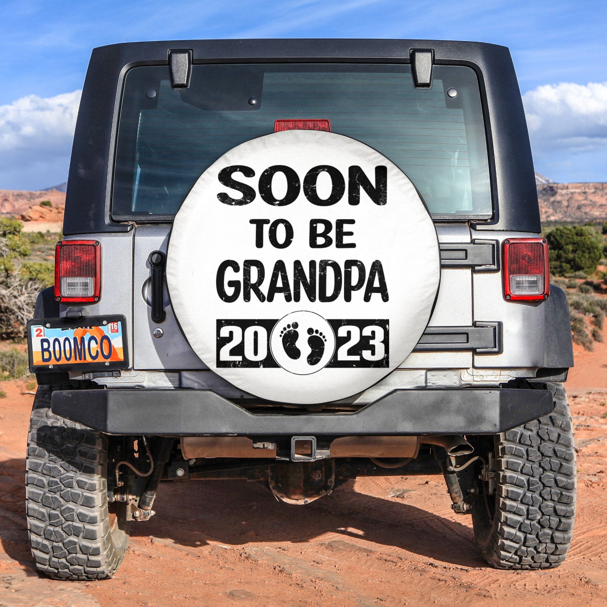 Father's Day Tire Covers - Soon To Be Grandpa 2023 Spare Tire Cover NO.34 - White LT8 - Wonder Print Shop