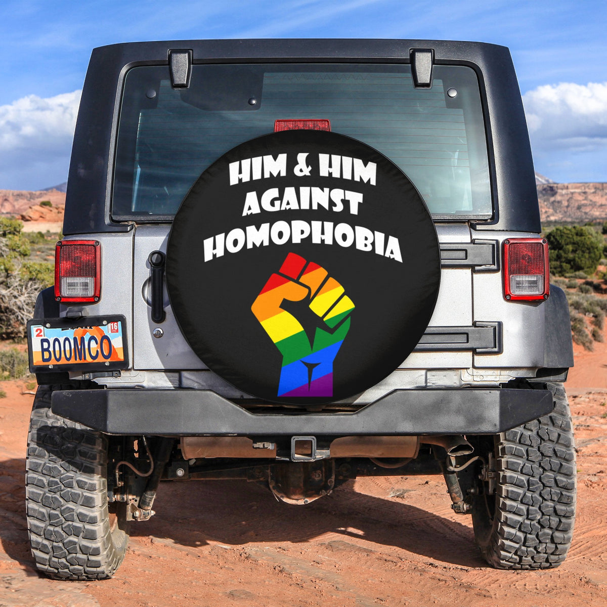 LGBT Tire Covers - Him And Him Against Homophobia Spare Tire Cover NO.286 LT8 - Wonder Print Shop