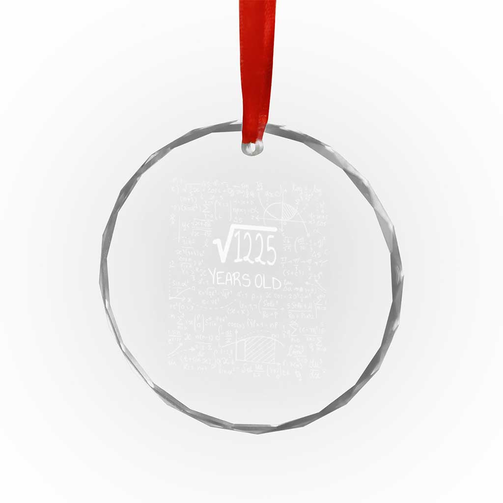 35th Birthday Math Crystal Glass Ornament Square Root of 1225 Funny Math Nerd 35 Year Old Gift
