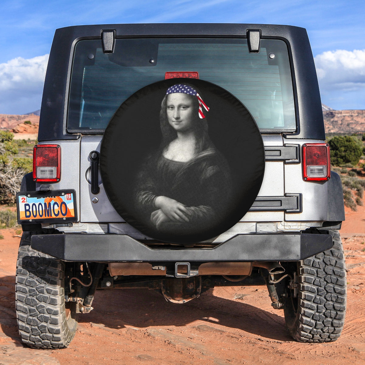 4th Of July Tire Covers - US Independence Day Mona Lisa in US Flag Headband Spare Tire Cover NO.88 LT8 - Wonder Print Shop