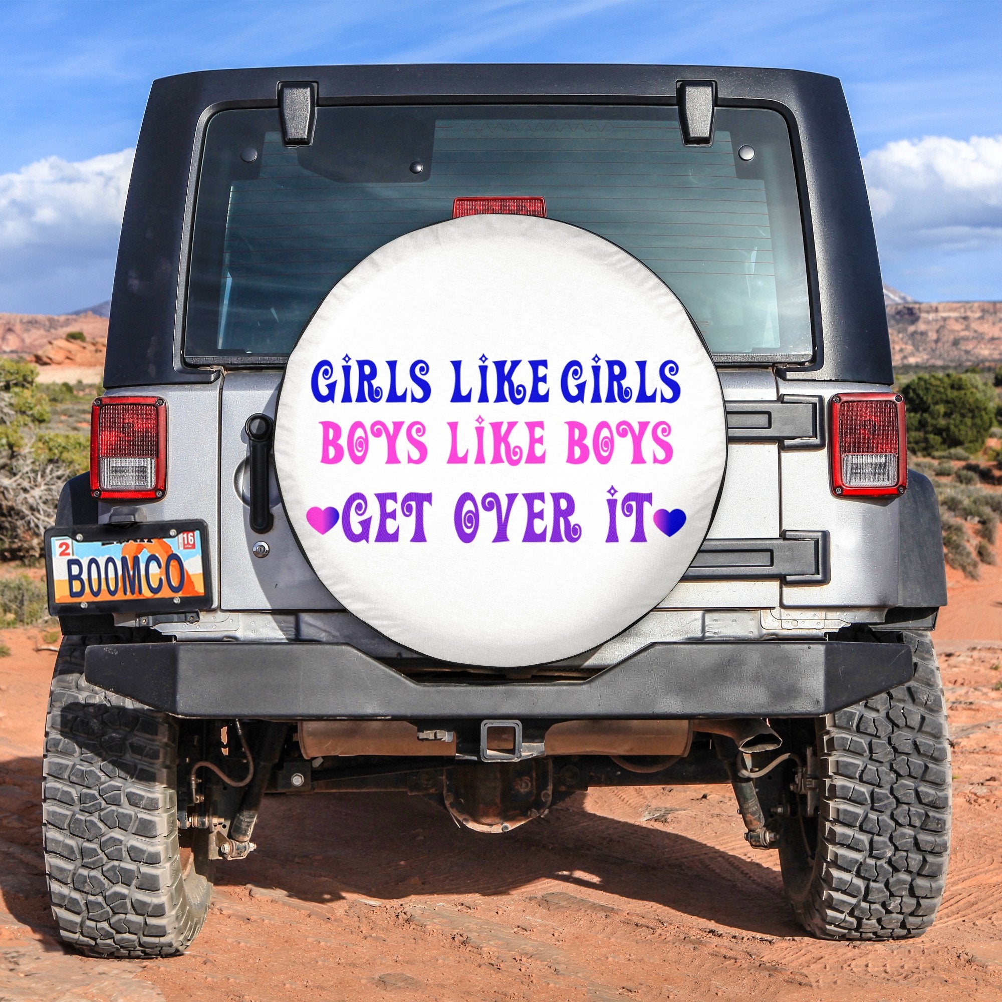 LGBT Tire Covers - Girls Like Girls Boys Like Boys Get Over It Spare Tire Cover NO.300 LT8 - Wonder Print Shop