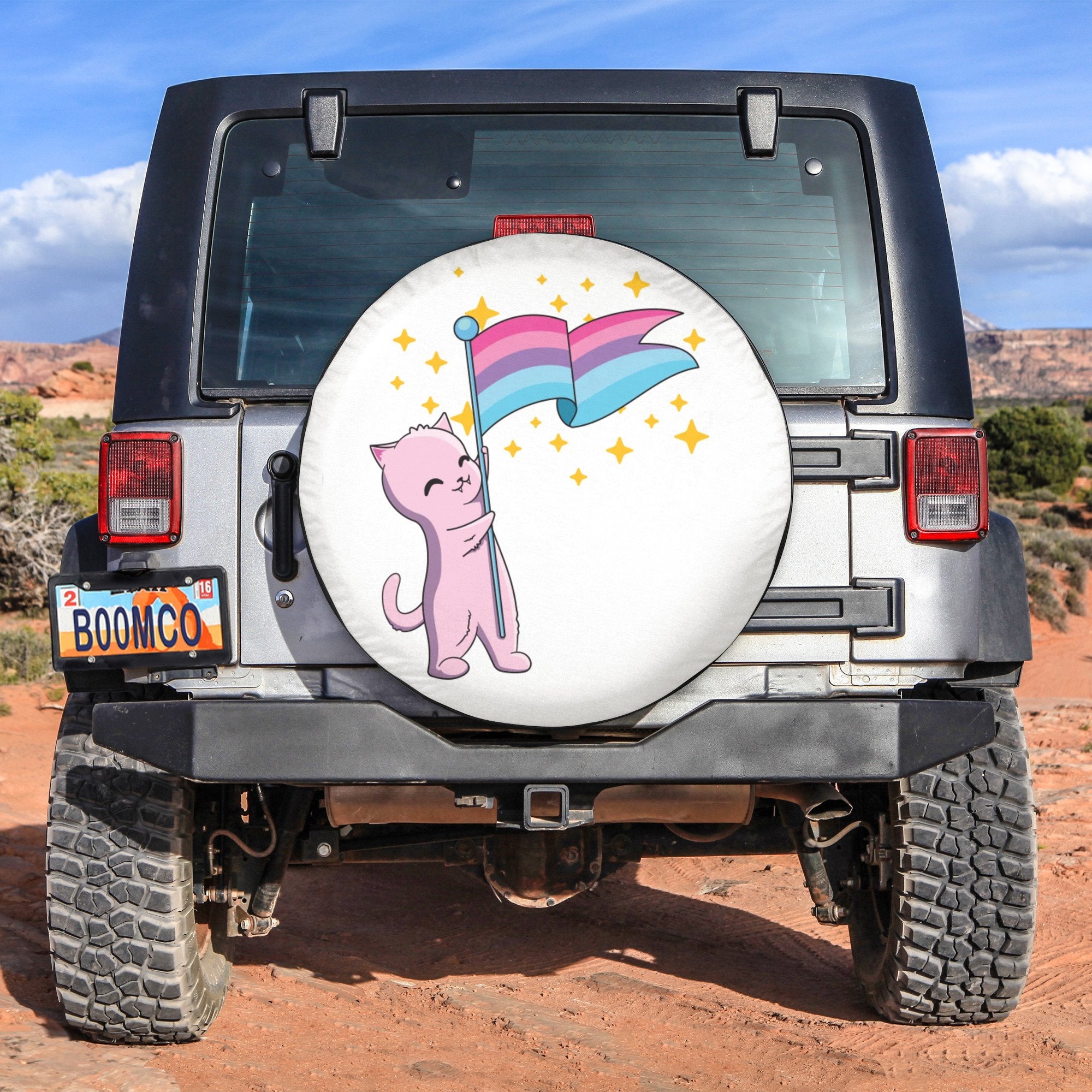LGBT Tire Covers - Cat Waving Catgender Flag Xenogender Spare Tire Cover NO.303 LT8 - Wonder Print Shop