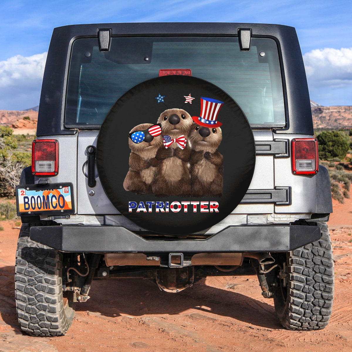 4th Of July Tire Covers - US Independence Day Patriotter Cute Otters Spare Tire Cover NO.39 LT8 - Wonder Print Shop