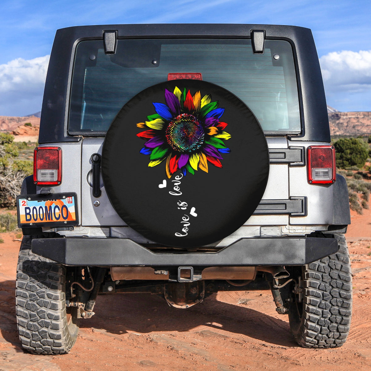 LGBT Tire Covers - Love Is Love Sunflower Pride Spare Tire Cover NO.323 LT8 - Wonder Print Shop
