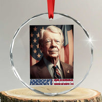 39th President Jimmy Carter Crystal Glass Ornament America's Grandpa Presidents' Day USA Flag Vintage - Wonder Print Shop