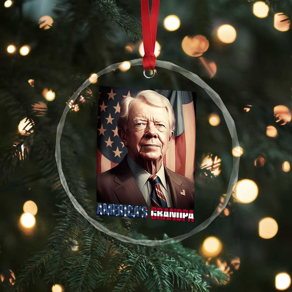 39th President Jimmy Carter Crystal Glass Ornament America's Grandpa Presidents' Day USA Flag Vintage - Wonder Print Shop