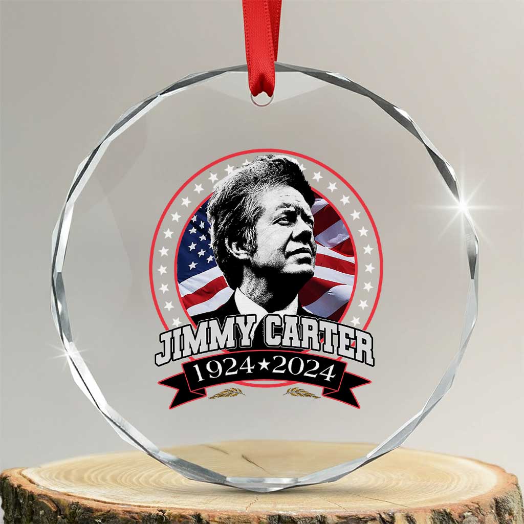 39th President Jimmy Carter Crystal Glass Ornament USA Legacy American Flag - Wonder Print Shop