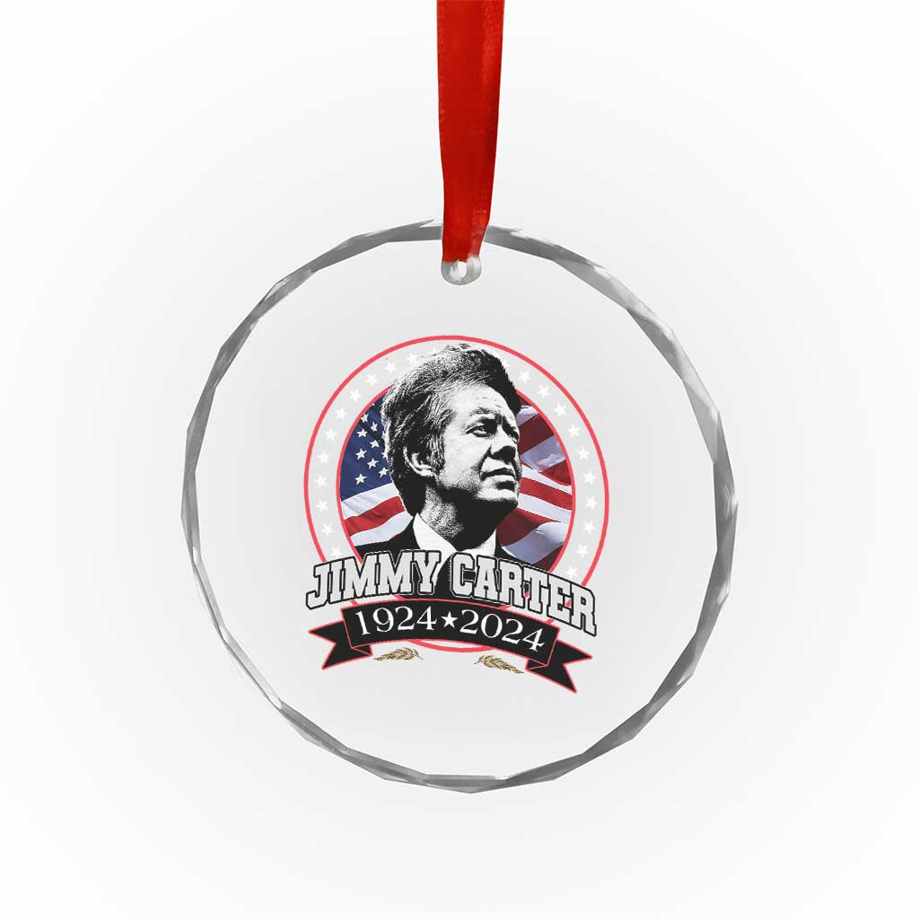 39th President Jimmy Carter Crystal Glass Ornament USA Legacy American Flag - Wonder Print Shop