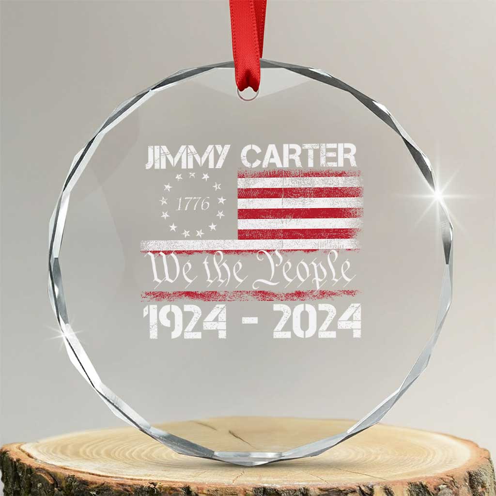 39th President Jimmy Carter Crystal Glass Ornament USA Legacy We The People Betsy Ross Flag - Wonder Print Shop
