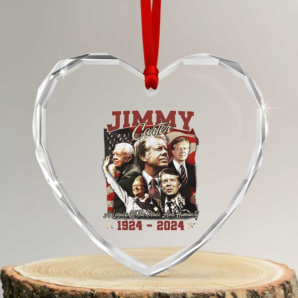 39th President Jimmy Carter Heart Crystal Glass Ornament A Legacy Of Peace And Humanity USA Legacy - Wonder Print Shop