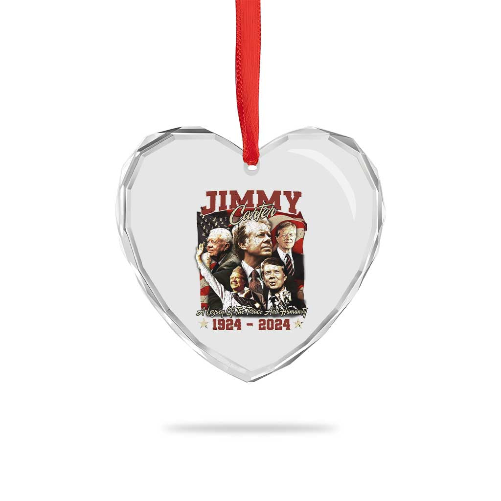 39th President Jimmy Carter Heart Crystal Glass Ornament A Legacy Of Peace And Humanity USA Legacy - Wonder Print Shop