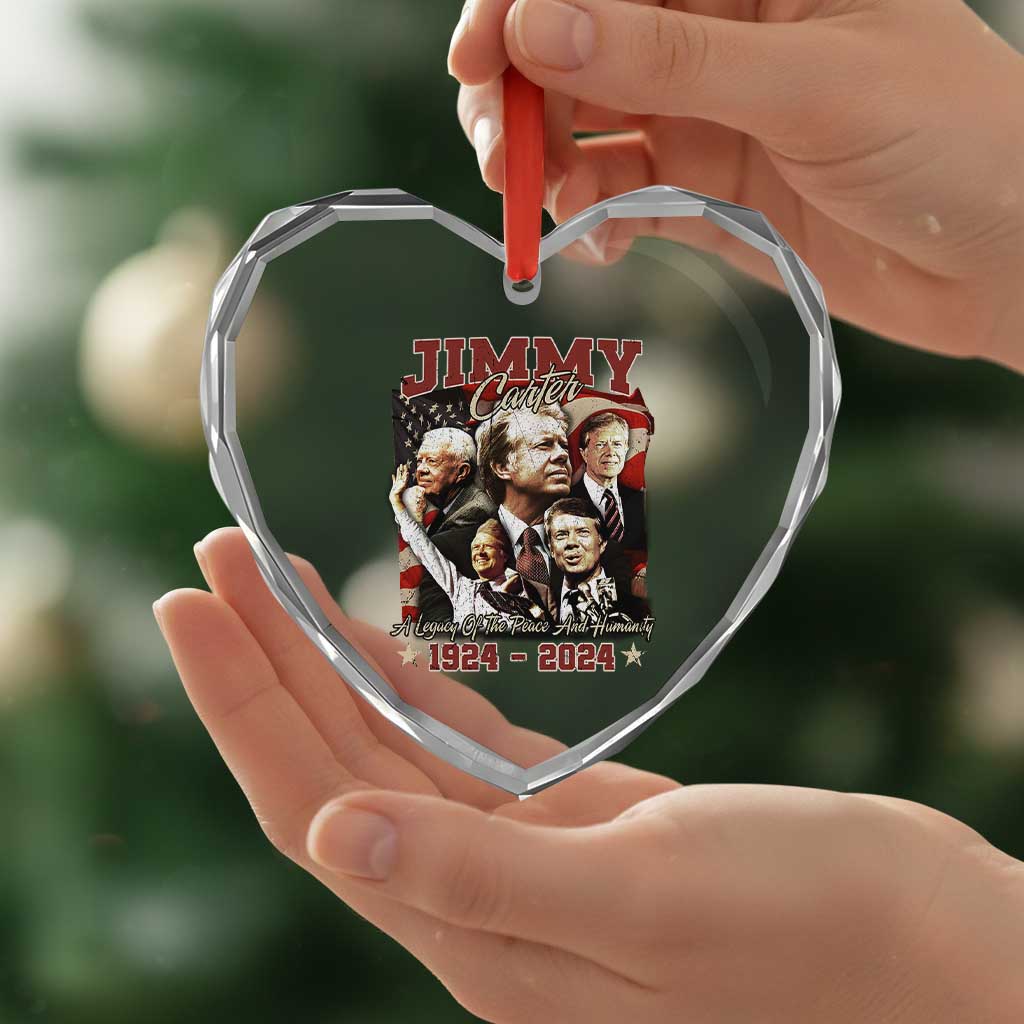 39th President Jimmy Carter Heart Crystal Glass Ornament A Legacy Of Peace And Humanity USA Legacy - Wonder Print Shop