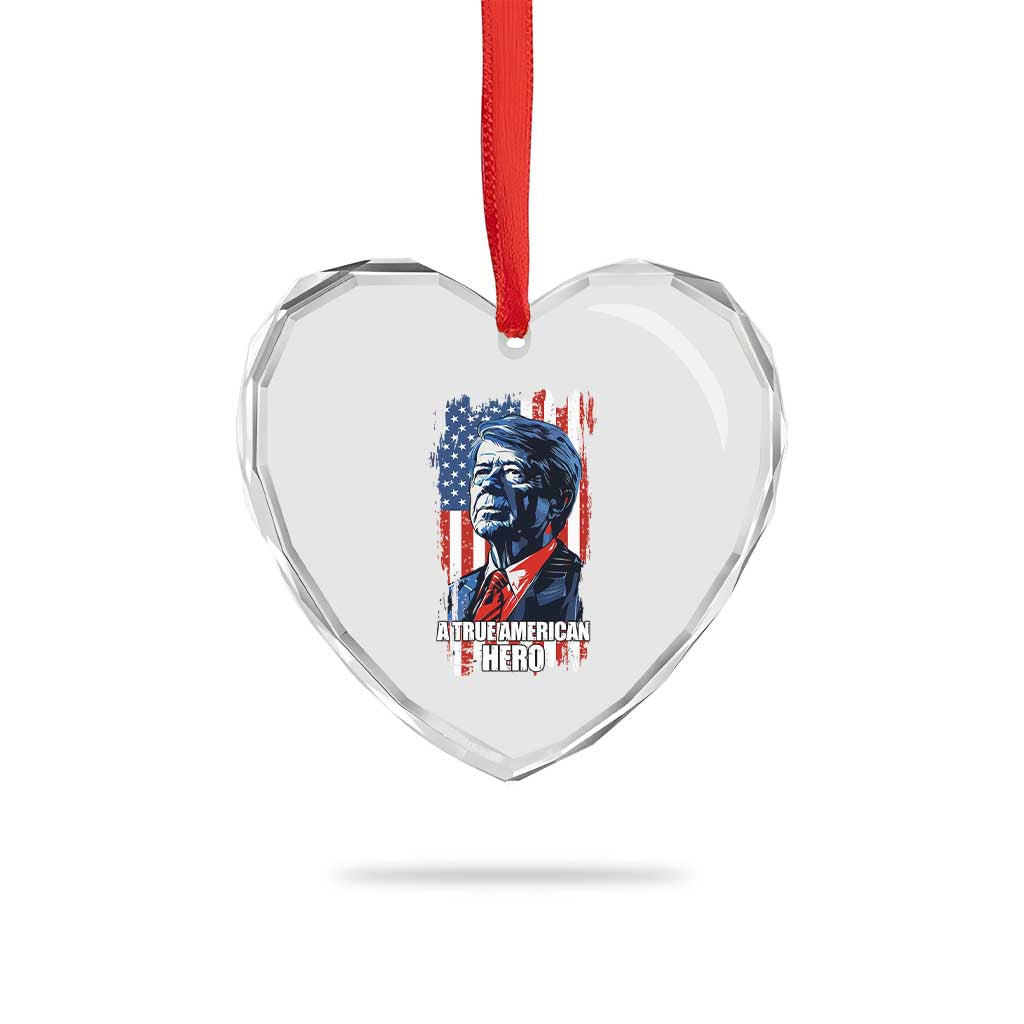 39th President Jimmy Carter Heart Crystal Glass Ornament True American Hero US Flag Presidents' Day - Wonder Print Shop