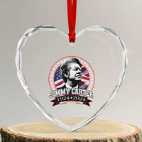 39th President Jimmy Carter Heart Crystal Glass Ornament USA Legacy American Flag - Wonder Print Shop