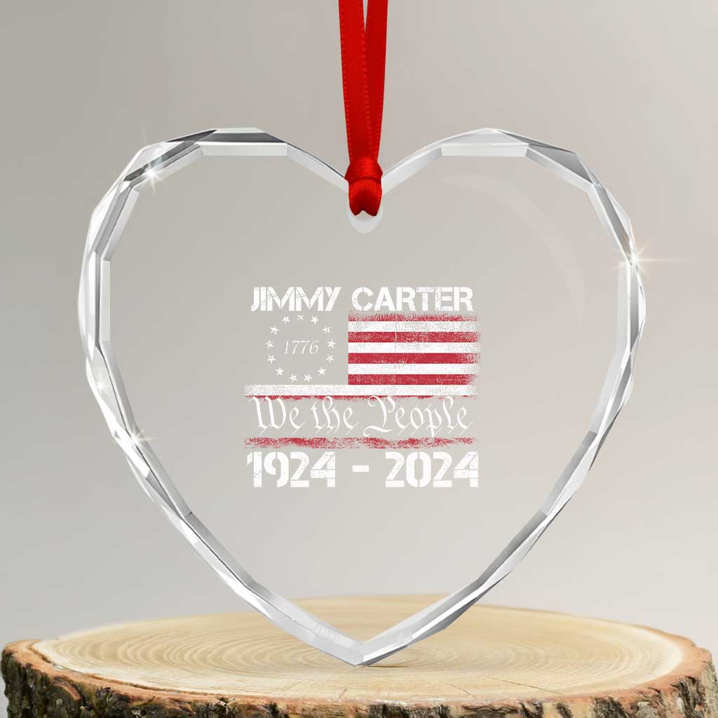 39th President Jimmy Carter Heart Crystal Glass Ornament USA Legacy We The People Betsy Ross Flag - Wonder Print Shop