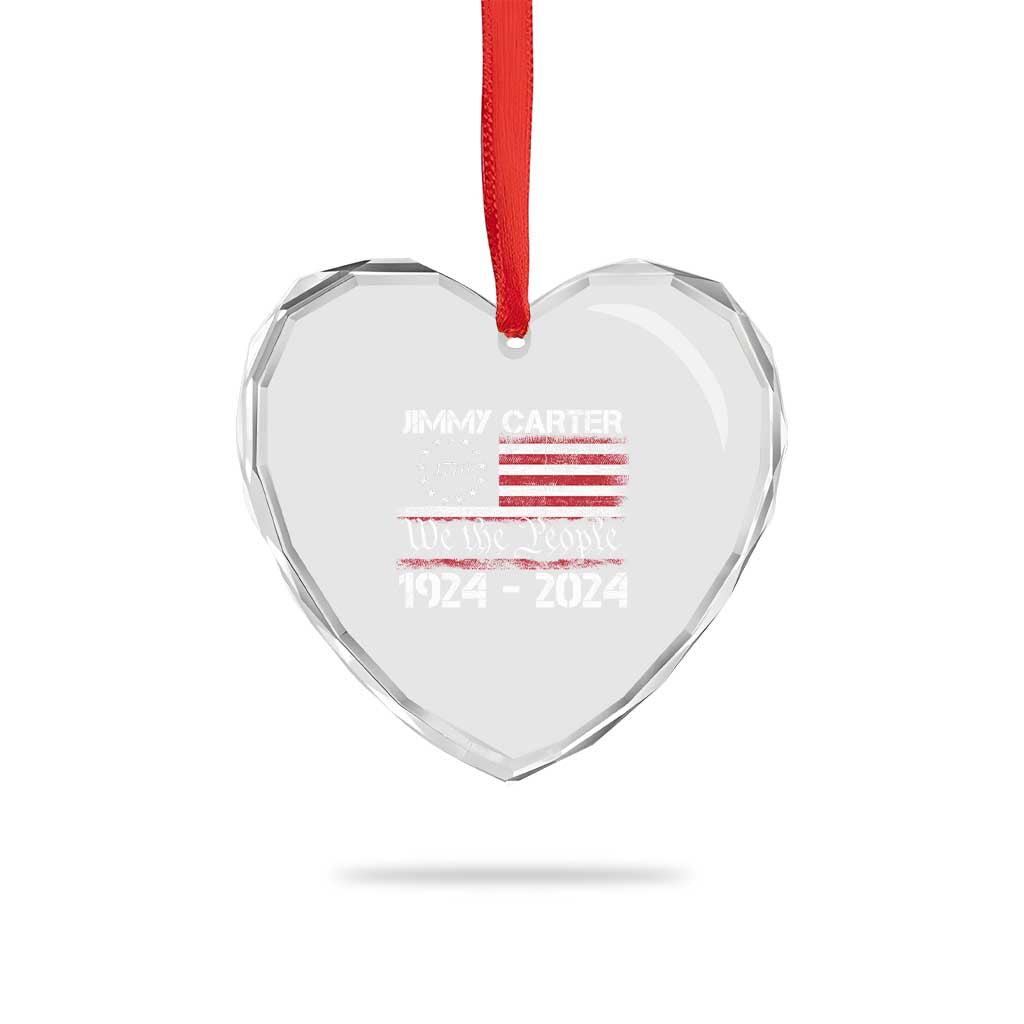 39th President Jimmy Carter Heart Crystal Glass Ornament USA Legacy We The People Betsy Ross Flag - Wonder Print Shop