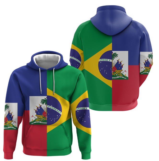 Haiti Brazil Hoodie Half Half Style LT01