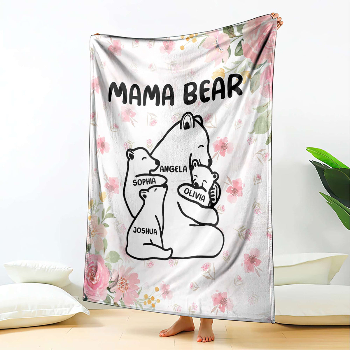 Custom Mother's Day Blanket Mama Bear With Cubs - Wonder Print Shop